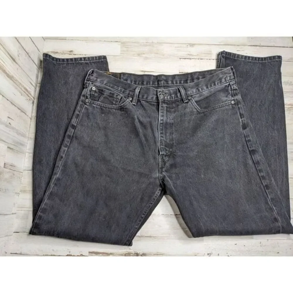 Levis 505 Jeans Mens 38 Regular Black Straight 100% Cotton Denim 38x33 (38x32)‎